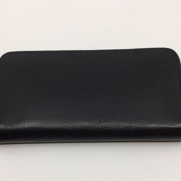 Coach Baseball Stitch Accordion Zip Wallet Black Smooth Calf Leather Unisex - Picture 7 of 16